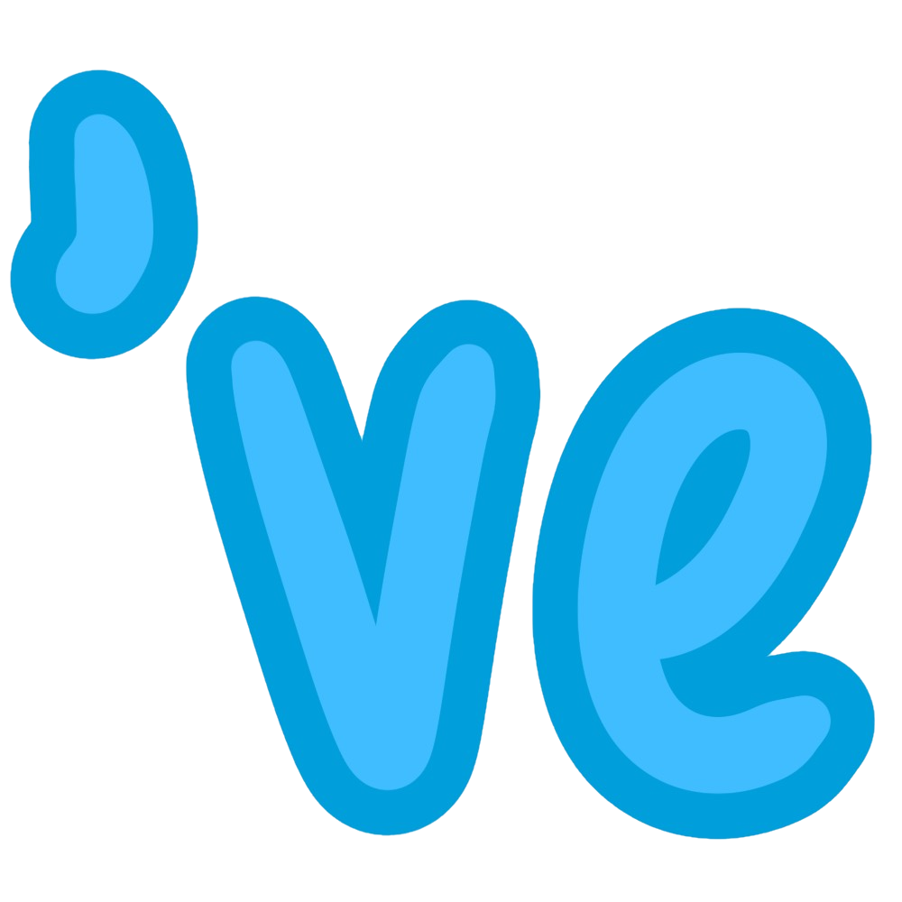 ''ve' in round blocky blue letters